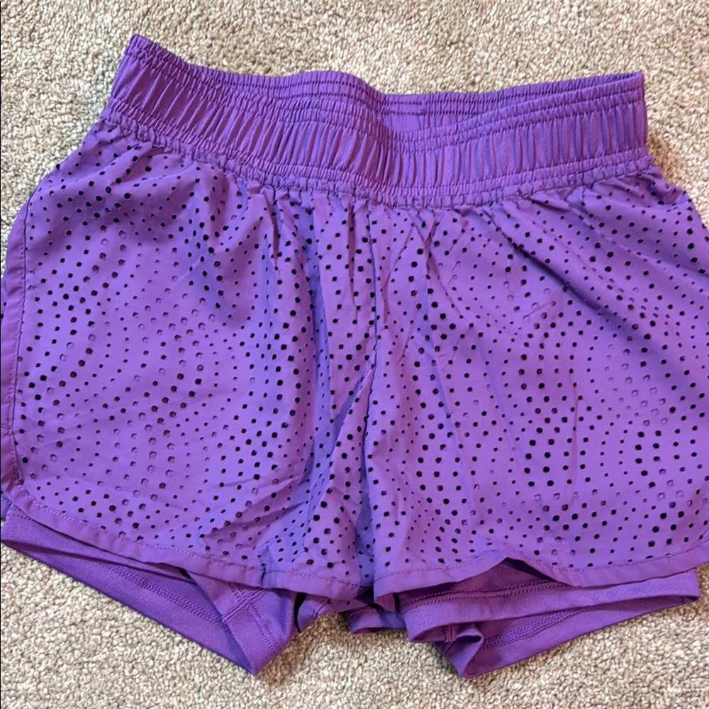 Champion C9 Girls Purple Athletic Shorts with Perforated Design